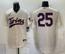 Nike Minnesota Twins #25 Byron Buxton Cream Throwback Fashion no name MLB Jersey