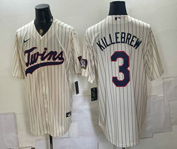 Nike Minnesota Twins #3 Harmon Killebrew Cream Throwback Fashion no name MLB Jersey