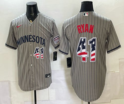 Nike Minnesota Twins #41 Joe Ryan Grey 2026 USA 250 Fourth of July Stitched Baseball Jersey