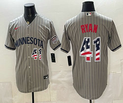 Nike Minnesota Twins #41 Joe Ryan Grey flag 250 Patch Fashion Jersey