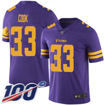 Nike Minnesota Vikings #33 Dalvin Cook With NFL 100th Season Patch Purple Rush Authentic Stitched NFL jersey