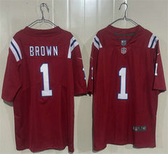 Nike New England Patriots #1 A.J. Brown  Red Jersey