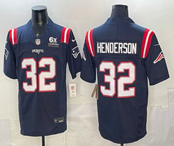 Nike New England Patriots #32 TreVeyon Henderson Navy 6XL Champion NFL Jersey