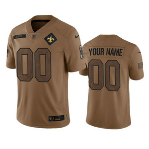 Nike New Orleans Saints Custom 2023 Brown Salute To Service Authentic Stitched NFL Jersey