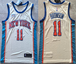 Nike New York Knicks #11 Jalen Brunson Cream City With Advertising Jersey