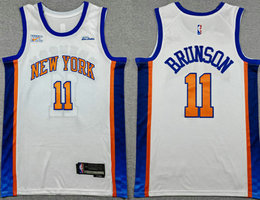 Nike New York Knicks #11 Jalen Brunson White City With Advertising Jersey