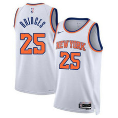 Nike New York Knicks #25 Mikal Bridges White Association Edition Swingman Stitched Basketball Jersey