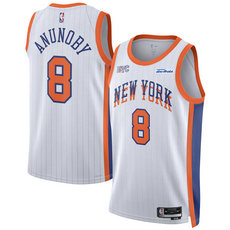 Nike New York Knicks #8 OG Anunoby White 2024-25 City Stitched NBA Jersey
