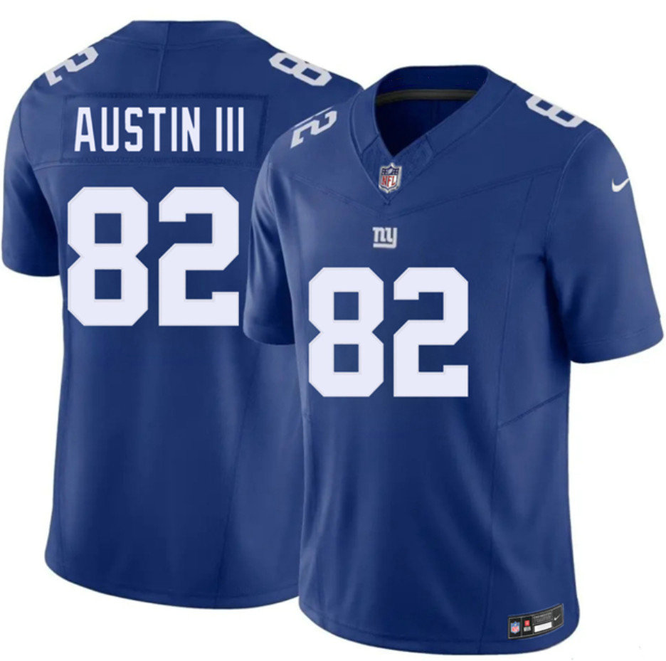 Nike New York Giants #82 Calvin Austin III Blue Authentic Stitched NFL Jersey