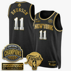 Nike New York Knicks #11 Jalen Brunson Black Gold Finals Champion Stitched NBA jersey