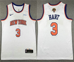 Nike New York Knicks #3 Josh Hart White 2026 NBA Finals Patch Jersey