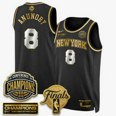 Nike New York Knicks #8 OG Anunoby Black Gold Finals Champion Stitched NBA jersey