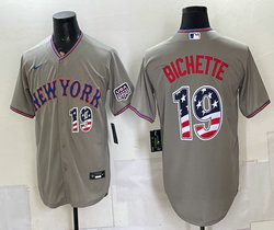 Nike New York Mets #19 Bo Bichette Gray 250 Fourth Of July Stadium Jersey