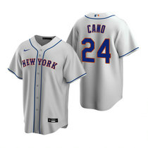 Nike New York Mets #24 Robinson Cano Gray Game Authentic Stitched MLB Jersey
