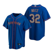 Nike New York Mets #32 Steven Matz Royal Silver Number Game Authentic Stitched MLB Jersey