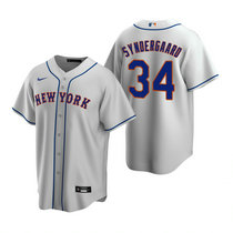 Nike New York Mets #34 Noah Syndergaard Gray Game Authentic Stitched MLB Jersey
