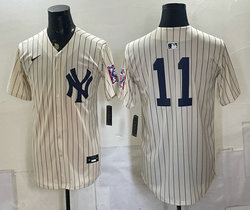 Nike New York Yankees #11 Anthony Volpe Cream Throwback Fashion no name MLB Jersey