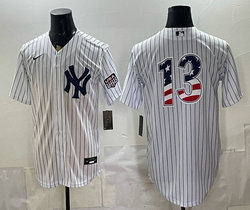 Nike New York Yankees #13 Jazz Chisholm White 250 Fourth Of July Stadium no name Jersey