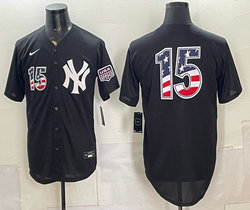 Nike New York Yankees #15 Thurman Munson Black 250 Fourth Of July Stadium no name Jersey