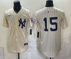 Nike New York Yankees #15 Thurman Munson Cream Throwback Fashion no name MLB Jersey