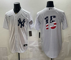 Nike New York Yankees #15 Thurman Munson White 250 Fourth Of July Stadium no name Jersey