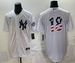 Nike New York Yankees #18 Johnny Damon White 250 Fourth Of July Stadium no name Jersey