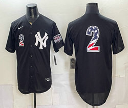 Nike New York Yankees #2 Derek Jeter Black 250 Fourth Of July Stadium no name Jersey