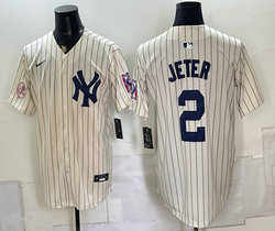 Nike New York Yankees #2 Derek Jeter Cream Throwback Fashion MLB Jersey