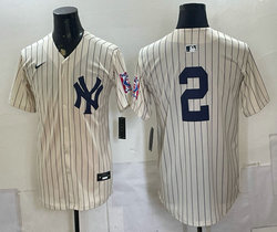Nike New York Yankees #2 Derek Jeter Cream Throwback Fashion no name MLB Jersey