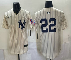 Nike New York Yankees #22 Ben Rice Cream Throwback Fashion no name MLB Jersey