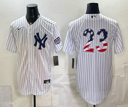 Nike New York Yankees #23 Don Mattingly White 250 Fourth Of July Stadium no name Jersey