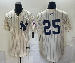Nike New York Yankees #25 Gleyber Torres Cream Throwback Fashion no name MLB Jersey
