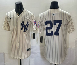 Nike New York Yankees #27 Giancarlo Stanton Cream Throwback Fashion no name MLB Jersey