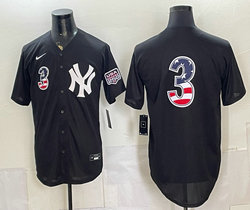 Nike New York Yankees #3 Babe Ruth Black 250 Fourth Of July Stadium no name Jersey