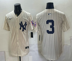 Nike New York Yankees #3 Babe Ruth Cream Throwback Fashion no name MLB Jersey