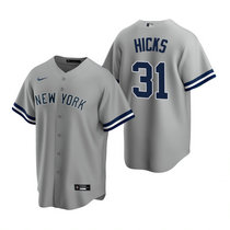 Nike New York Yankees #31 Aaron Hicks Grey Game With Name Authentic Stitched MLB Jersey
