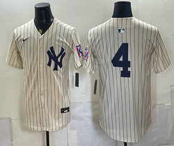 Nike New York Yankees #4 Lou Gehrig Cream Throwback Fashion no name MLB Jersey