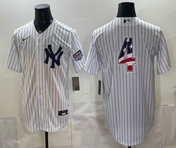 Nike New York Yankees #4 Lou Gehrig White 250 Fourth Of July Stadium no name Jersey