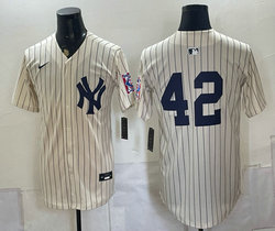 Nike New York Yankees #42 Mariano Rivera Cream Throwback Fashion no name MLB Jersey