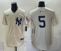 Nike New York Yankees #5 Joe DiMaggio Cream Throwback Fashion no name MLB Jersey