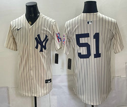 Nike New York Yankees #51 Bernie Williams Cream Throwback Fashion no name MLB Jersey