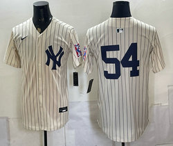 Nike New York Yankees #54 Aroldis Chapman Cream Throwback Fashion no name MLB Jersey