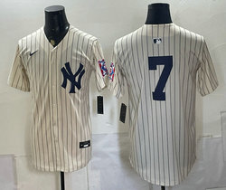 Nike New York Yankees #7 Mickey Mantle Cream Throwback Fashion no name MLB Jersey