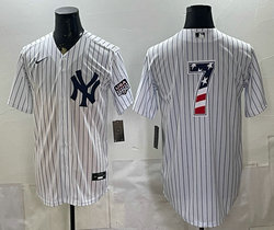 Nike New York Yankees #7 Mickey Mantle White 250 Fourth Of July Stadium no name Jersey