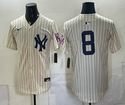 Nike New York Yankees #8 Yogi Barra Cream Throwback Fashion no name MLB Jersey