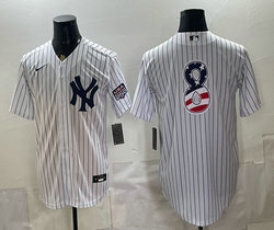 Nike New York Yankees #8 Yogi Berra White 250 Fourth Of July Stadium no name Jersey