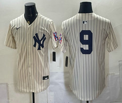 Nike New York Yankees #9 Roger Maris Cream Throwback Fashion no name MLB Jersey