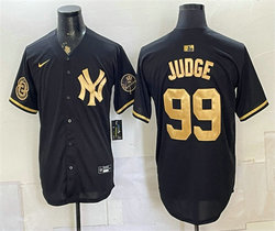 Nike New York Yankees #99 Aaron Judge Black Gold With Patch Stitched Baseball Jersey