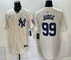 Nike New York Yankees #99 Aaron Judge Cream Throwback Fashion MLB Jersey