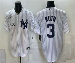 Nike New York Yankees x KAWS #3 Babe Ruth White Stadium Stitched Baseball Jersey